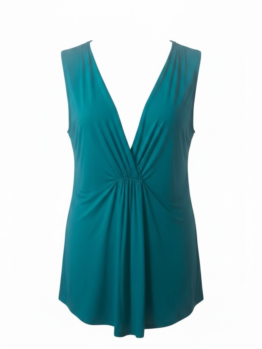Daisy Fuentes Teal Sleeveless Blouse Women’s Medium Draped Front Flowy Tank Top